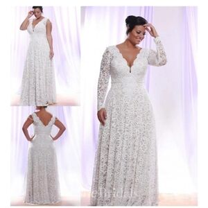 Elegant White Lace Long OR Short Sleeve Dress - Size 18